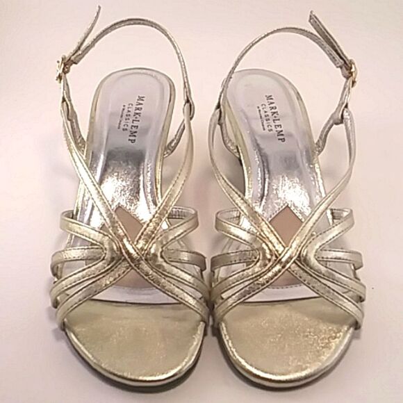 Walking Cradles Mark Lemp Leash Gold Leather Strappy Dressy Sandal Heels 8WW - Picture 3 of 11